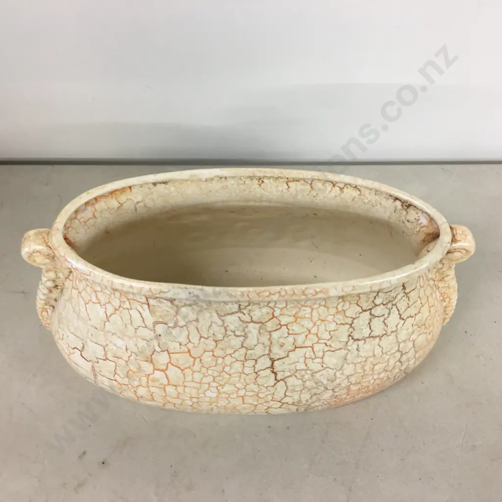 Vintage Gold Crackle Metal Effect Glazed Planter Pot H15cm, W30cm, D14cm. Image 1++